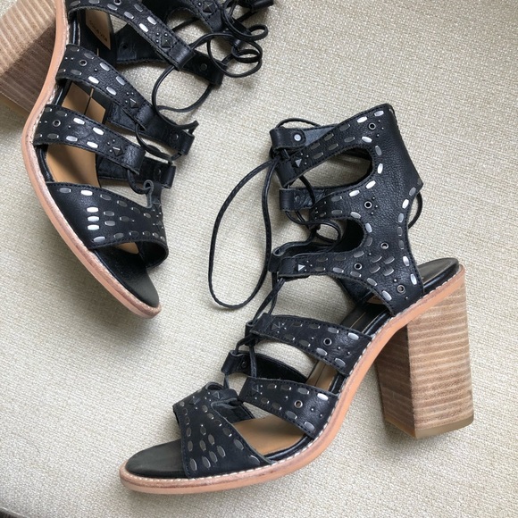 Dolce Vita Lyndie Metallic Studded Lace Up Heels - Picture 3 of 7